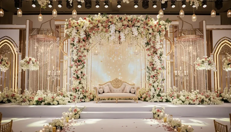 Best Luxury Wedding Planner in Dubai, Luxury event planning services for unforgettable celebrations in Dubai & UAE. | Modern wedding stage decoration in dubai by tsameem events