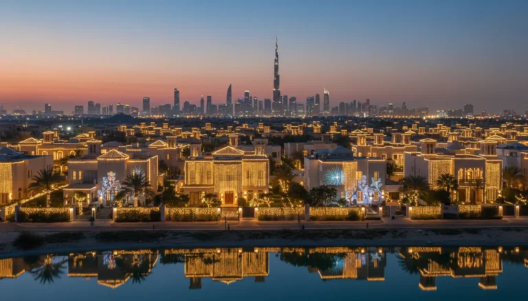 Best Luxury Wedding Planner in Dubai, Luxury event planning services for unforgettable celebrations in Dubai & UAE. | dubai skyline burj khalifa illuminated villas sunset