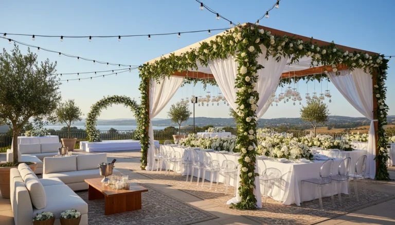 Best Luxury Wedding Planner in Dubai, Luxury event planning services for unforgettable celebrations in Dubai & UAE. | elegant outdoor wedding reception decor view