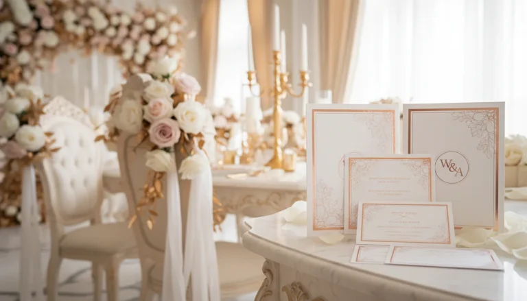 Best Luxury Wedding Planner in Dubai, Luxury event planning services for unforgettable celebrations in Dubai & UAE. | elegant rose gold wedding invitations stationery suite