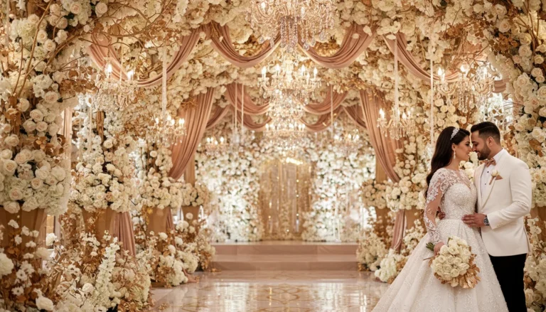 Best Luxury Wedding Planner in Dubai, Luxury event planning services for unforgettable celebrations in Dubai & UAE. | luxurious wedding venue bride groom floral decor