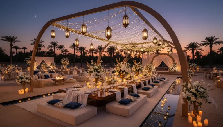 Best Luxury Wedding Planner in Dubai, Luxury event planning services for unforgettable celebrations in Dubai & UAE. | luxury desert wedding reception decor arabic style