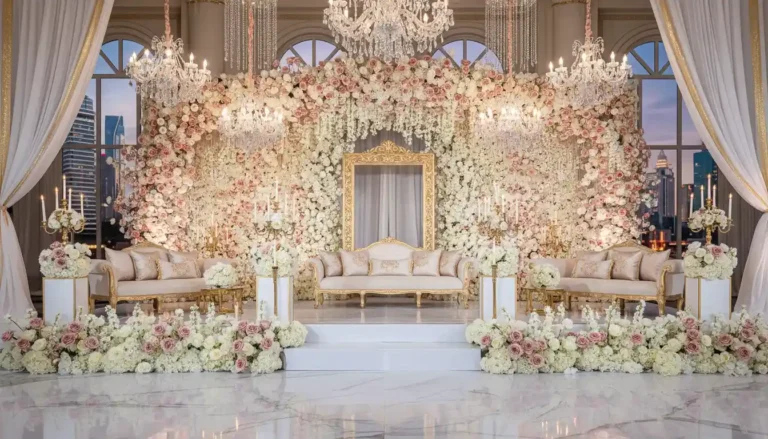 Best Luxury Wedding Planner in Dubai, Luxury event planning services for unforgettable celebrations in Dubai & UAE. | luxury floral wedding stage setup in dubai