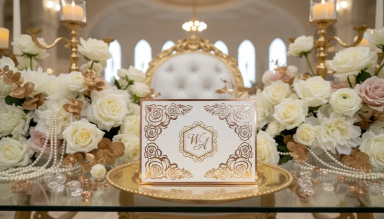 Best Luxury Wedding Planner in Dubai, Luxury event planning services for unforgettable celebrations in Dubai & UAE. | luxury gold foil wedding invitation monogram elegant decor