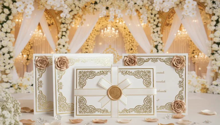 Best Luxury Wedding Planner in Dubai, Luxury event planning services for unforgettable celebrations in Dubai & UAE. | luxury gold white islamic wedding invitations