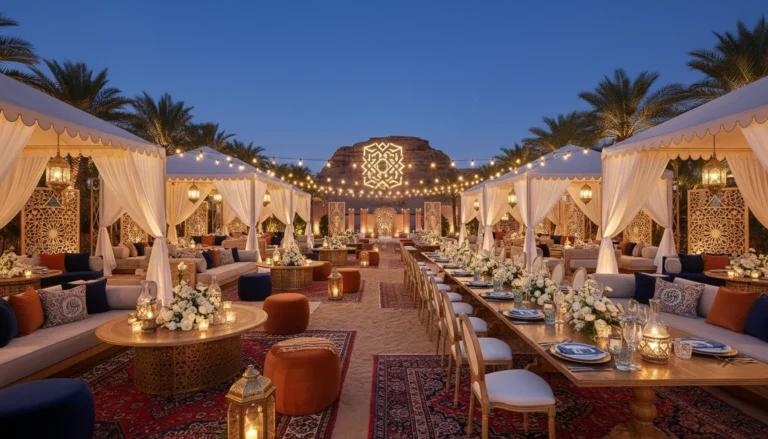Best Luxury Wedding Planner in Dubai, Luxury event planning services for unforgettable celebrations in Dubai & UAE. | luxury middle eastern desert gala dinner event setup