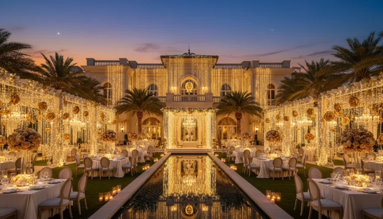 Best Luxury Wedding Planner in Dubai, Luxury event planning services for unforgettable celebrations in Dubai & UAE. | luxury outdoor wedding reception mansion pool