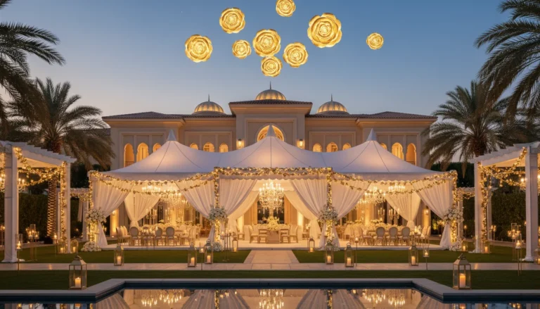 Best Luxury Wedding Planner in Dubai, Luxury event planning services for unforgettable celebrations in Dubai & UAE. | luxury outdoor wedding tent mansion poolside decor