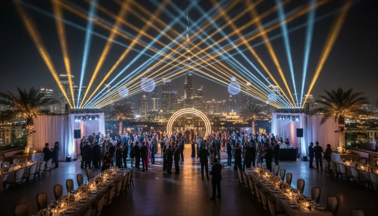 Best Luxury Wedding Planner in Dubai, Luxury event planning services for unforgettable celebrations in Dubai & UAE. | luxury rooftop gala dubai skyline burj khalifa