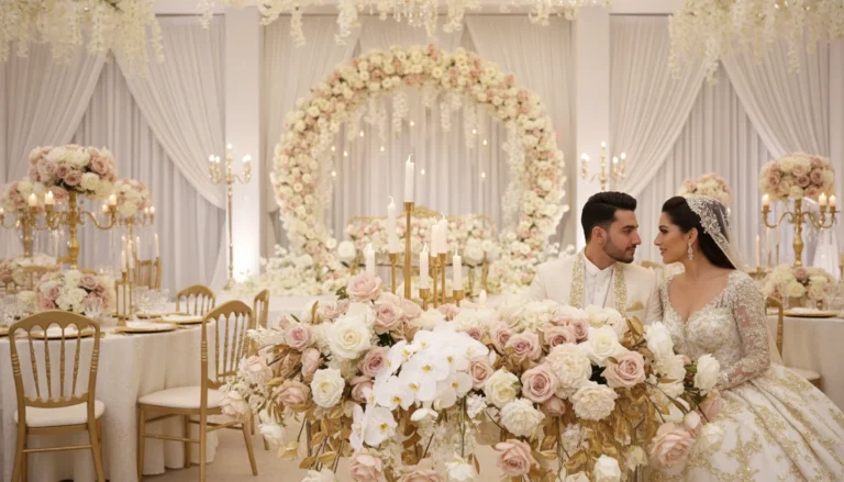 Best Luxury Wedding Planner in Dubai, Luxury event planning services for unforgettable celebrations in Dubai & UAE. | luxury wedding reception bride groom floral decor